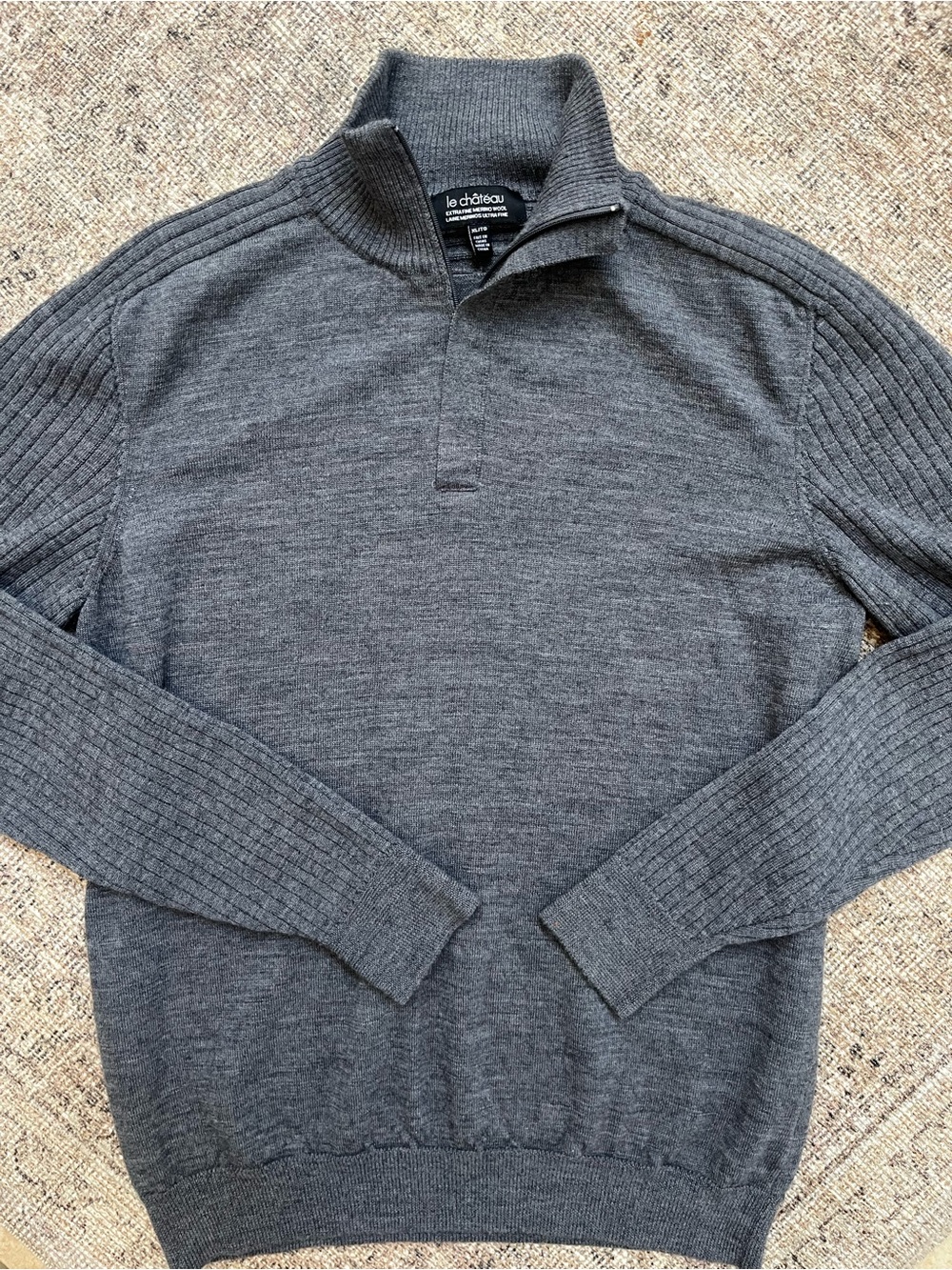 Le Château Charcoal Gray Quarter-Zip Knit Sweater